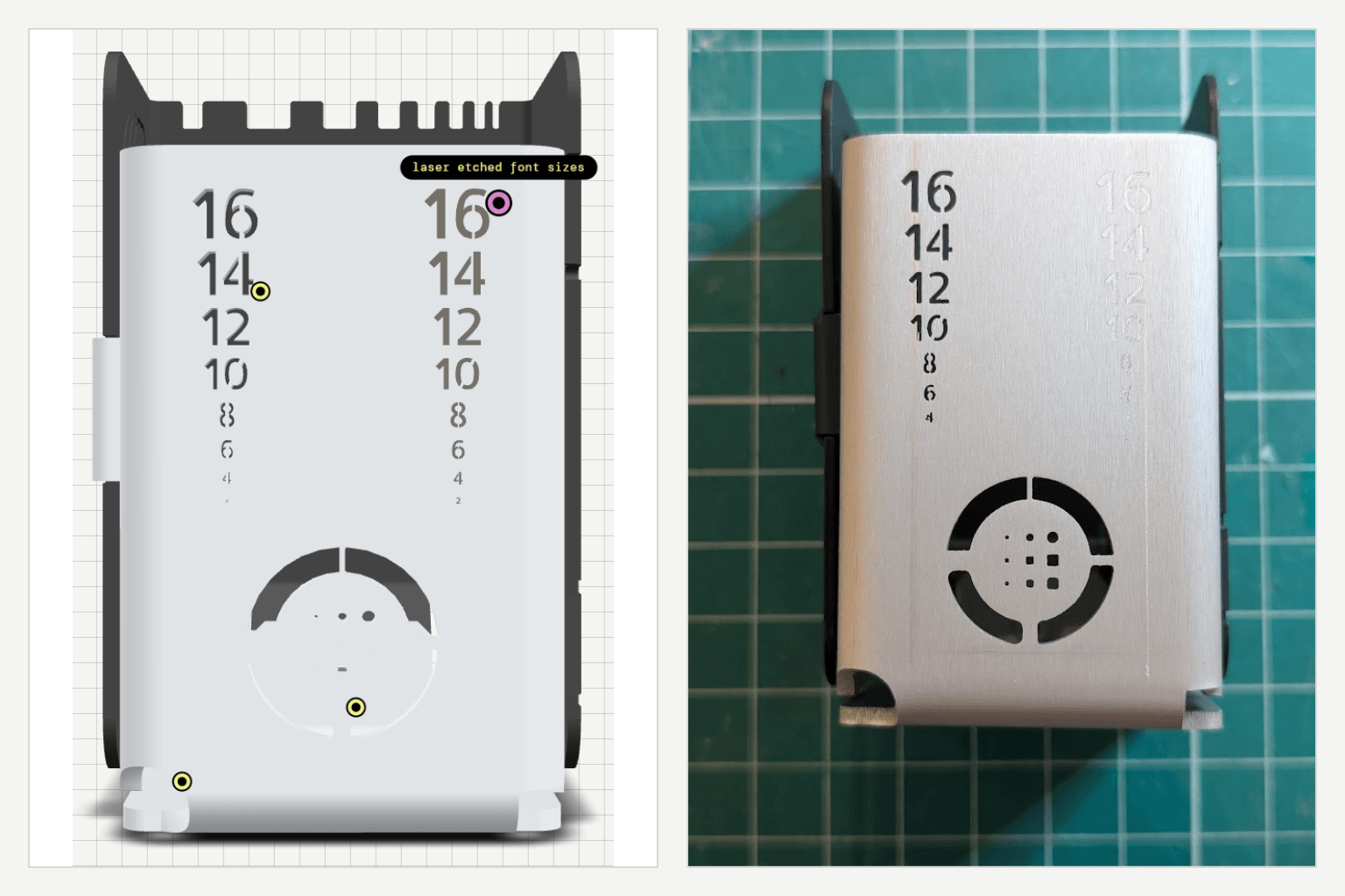 Cool feature #1: Laser-etched font sizes